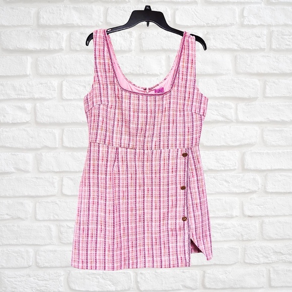 Pink Tweed Mini Dress - Picture 1 of 3